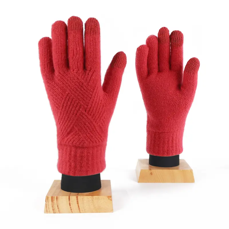 Winter Knitted Touch Screen Gloves Black Women Cycling Warm - Image 12