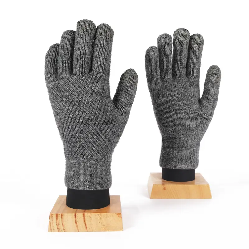 Winter Knitted Touch Screen Gloves Black Women Cycling Warm - Image 2