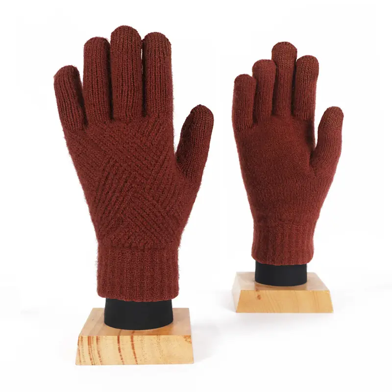 Winter Knitted Touch Screen Gloves Black Women Cycling Warm - Image 3
