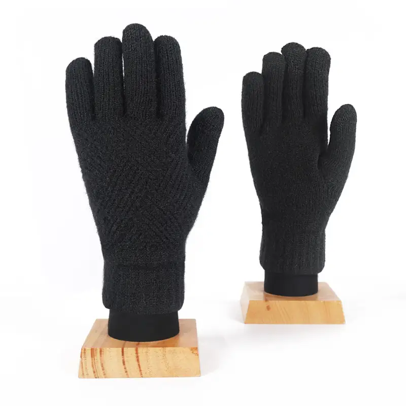 Winter Knitted Touch Screen Gloves Black Women Cycling Warm - Image 5