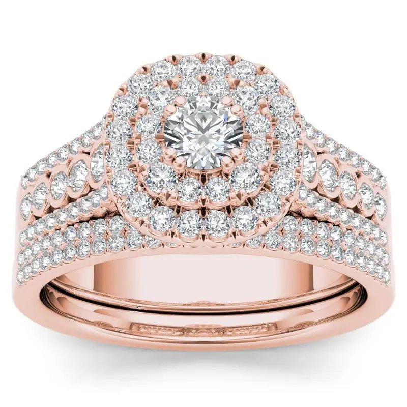 Gold Diamond Ring with Zircon Centerpiece - Image 3