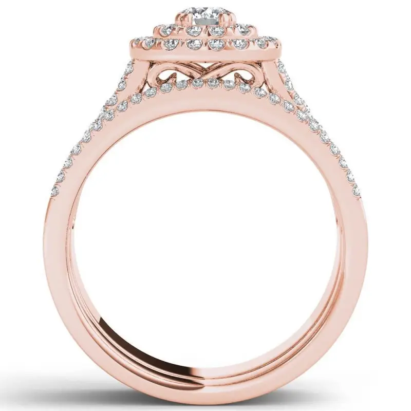 Gold Diamond Ring with Zircon Centerpiece — feature 11