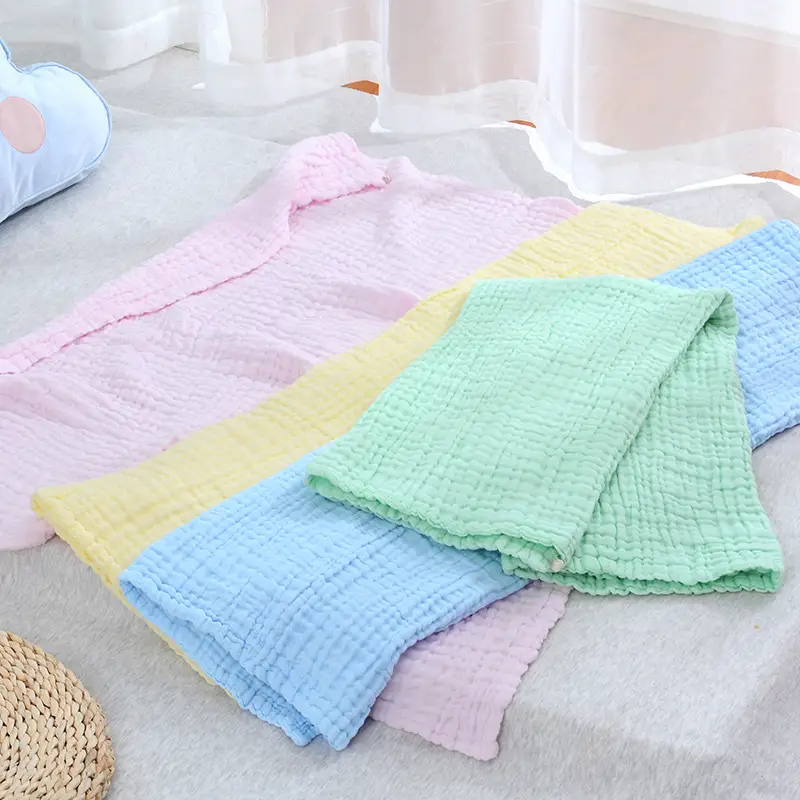 Foam Baby Bath Towel Pure Cotton Washable Plain Color - Image 4