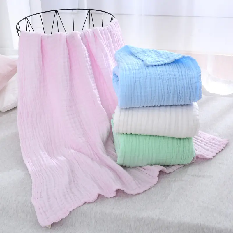 Foam Baby Bath Towel Pure Cotton Washable Plain Color - Image 6