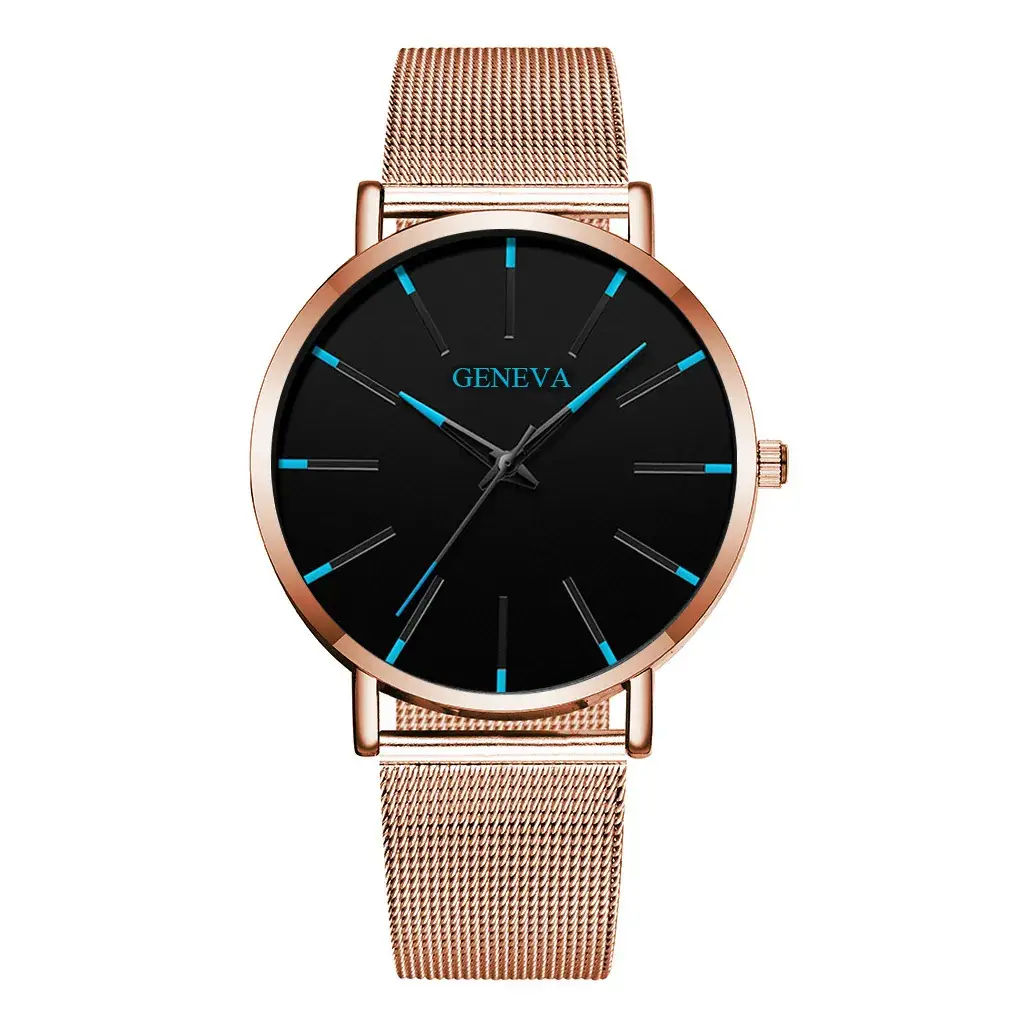 Men's Black Mesh Band Quartz Watch with Silver Dial - Image 5