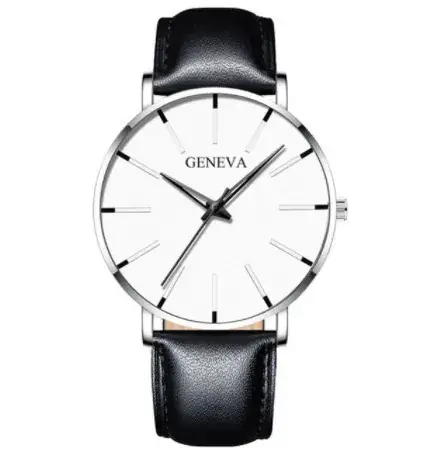Men's Black Mesh Band Quartz Watch with Silver Dial - Image 11