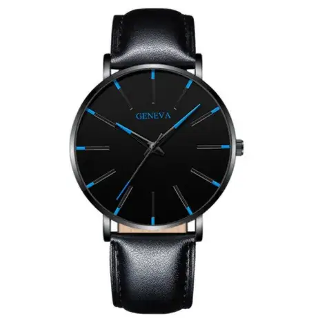 Men's Black Mesh Band Quartz Watch with Silver Dial - Image 8
