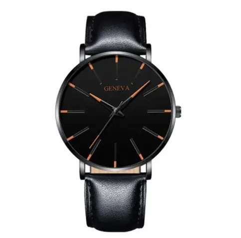 Men's Black Mesh Band Quartz Watch with Silver Dial - Image 9