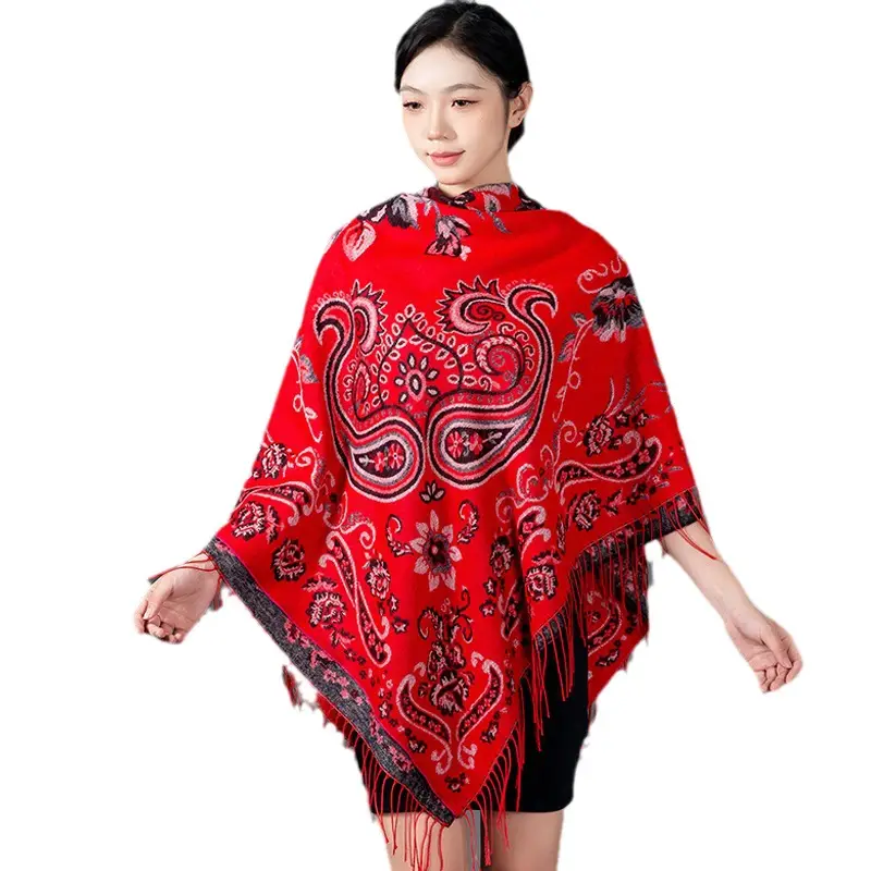 Lijiang Red Paisley Shawl Women Warm Autumn Winter - Image 11