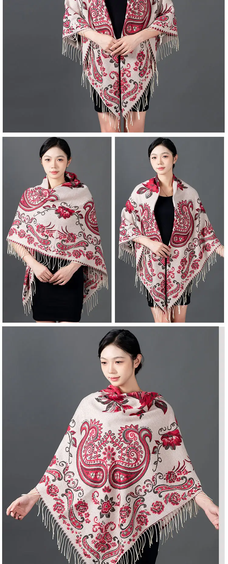 Lijiang Red Paisley Shawl Women Warm Autumn Winter — feature 3