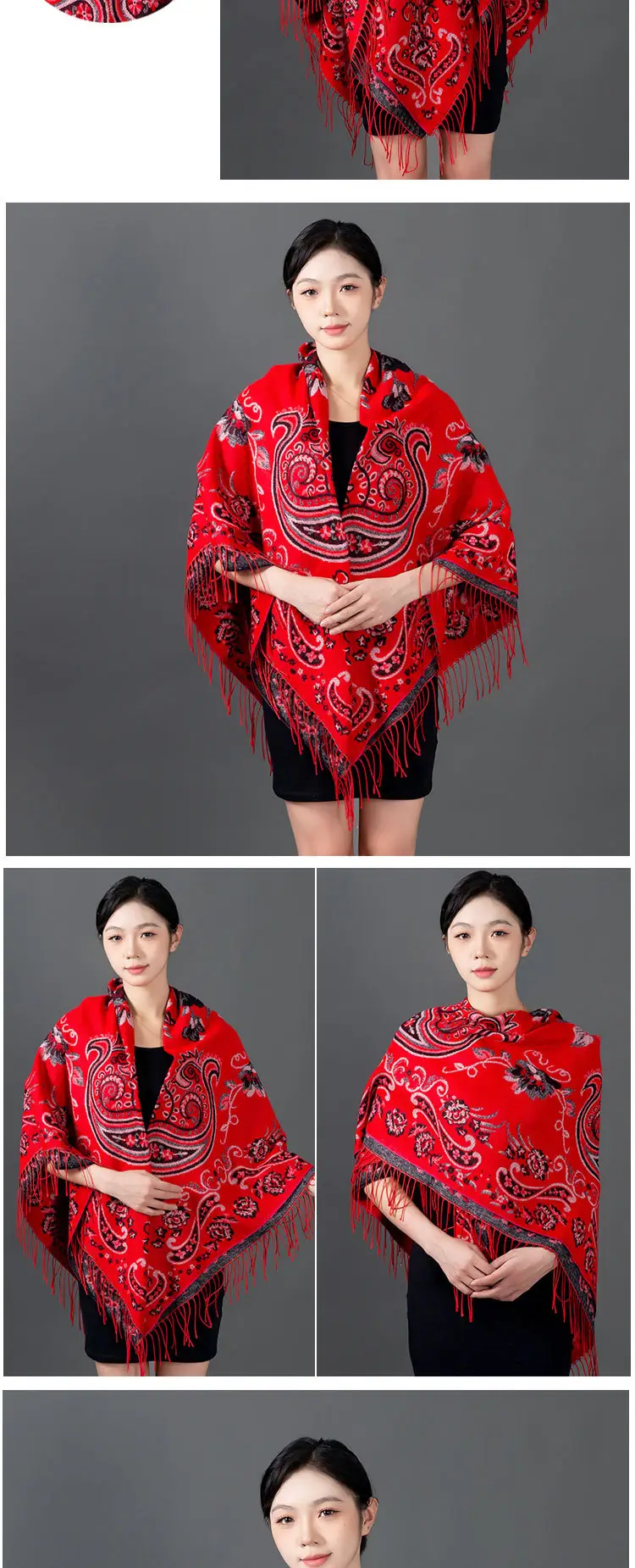 Lijiang Red Paisley Shawl Women Warm Autumn Winter — feature 6