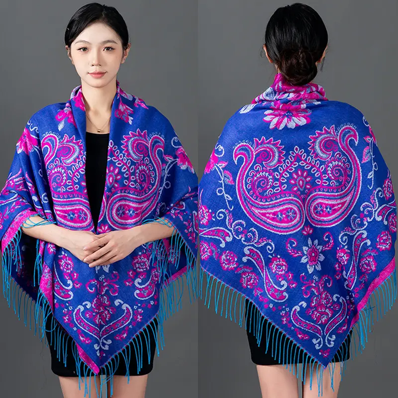 Lijiang Red Paisley Shawl Women Warm Autumn Winter - Image 5