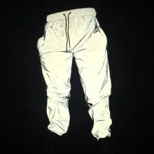 Reflective Patchwork Sports Pants Grey Pink Mid Waist — feature 7