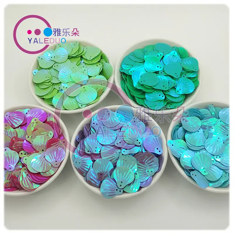 18MM Shell Double Hole Human Fish Scale Ethnic Costume Dress Patch Accessories Ocean Beads - Image 29