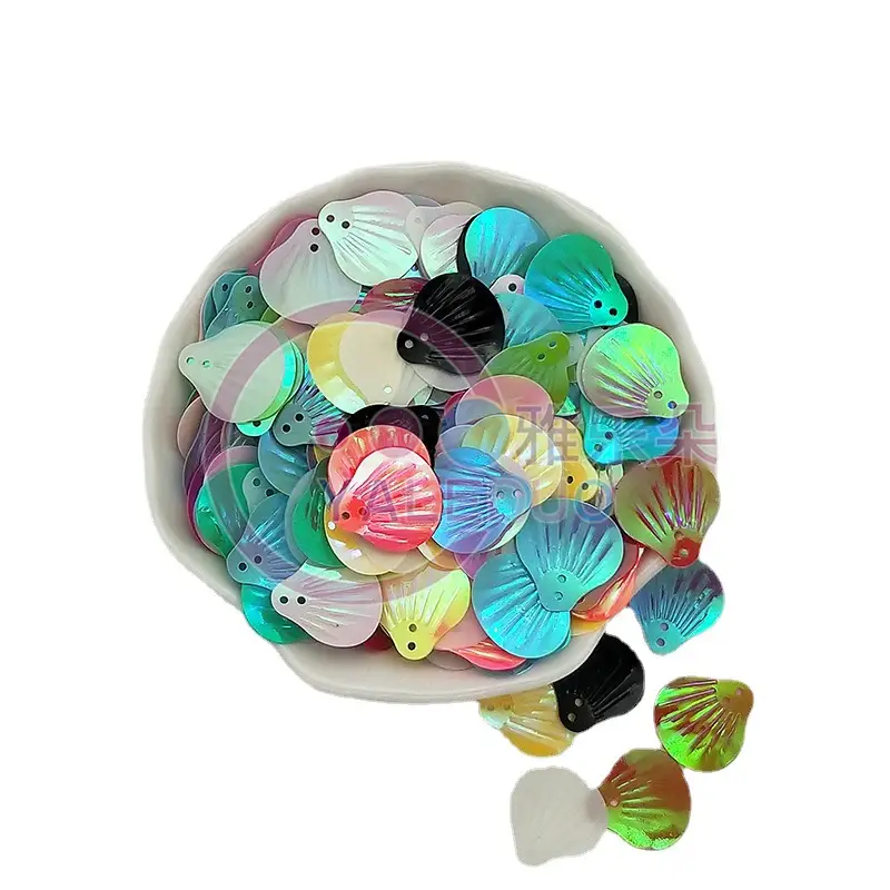 18MM Shell Double Hole Human Fish Scale Ethnic Costume Dress Patch Accessories Ocean Beads - Image 30