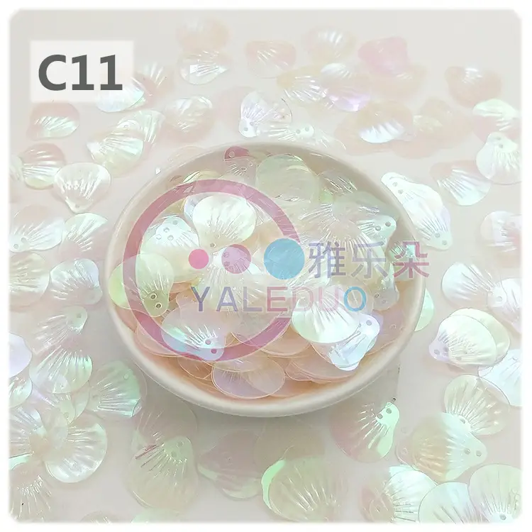 18MM Shell Double Hole Human Fish Scale Ethnic Costume Dress Patch Accessories Ocean Beads - Image 12