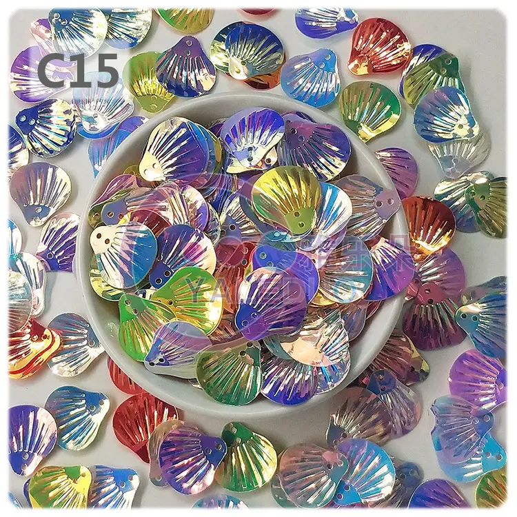 18MM Shell Double Hole Human Fish Scale Ethnic Costume Dress Patch Accessories Ocean Beads - Image 16