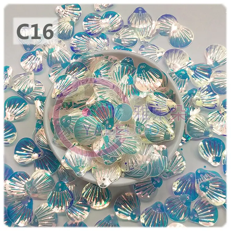18MM Shell Double Hole Human Fish Scale Ethnic Costume Dress Patch Accessories Ocean Beads - Image 17