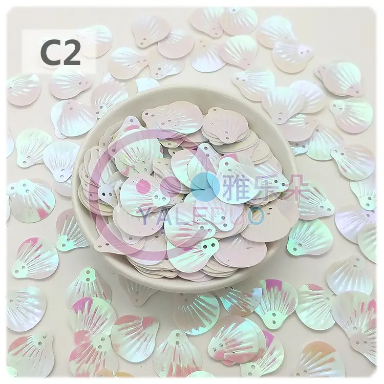 18MM Shell Double Hole Human Fish Scale Ethnic Costume Dress Patch Accessories Ocean Beads - Image 2