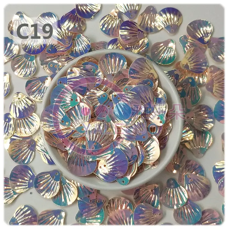 18MM Shell Double Hole Human Fish Scale Ethnic Costume Dress Patch Accessories Ocean Beads - Image 20