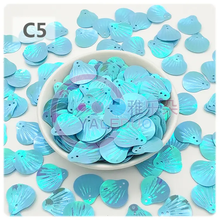 18MM Shell Double Hole Human Fish Scale Ethnic Costume Dress Patch Accessories Ocean Beads - Image 5