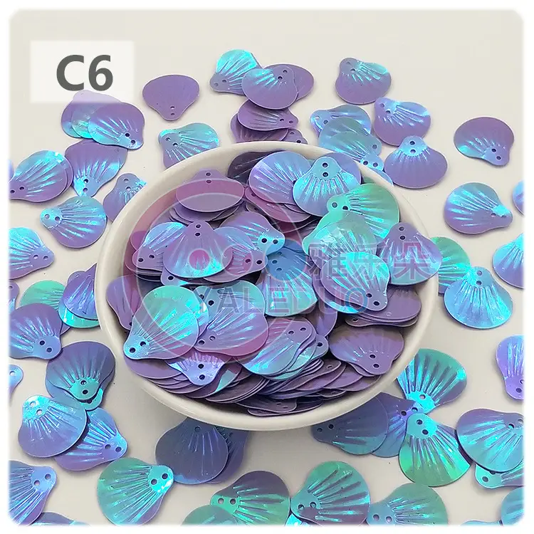 18MM Shell Double Hole Human Fish Scale Ethnic Costume Dress Patch Accessories Ocean Beads - Image 6
