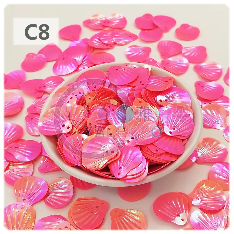 18MM Shell Double Hole Human Fish Scale Ethnic Costume Dress Patch Accessories Ocean Beads - Image 8