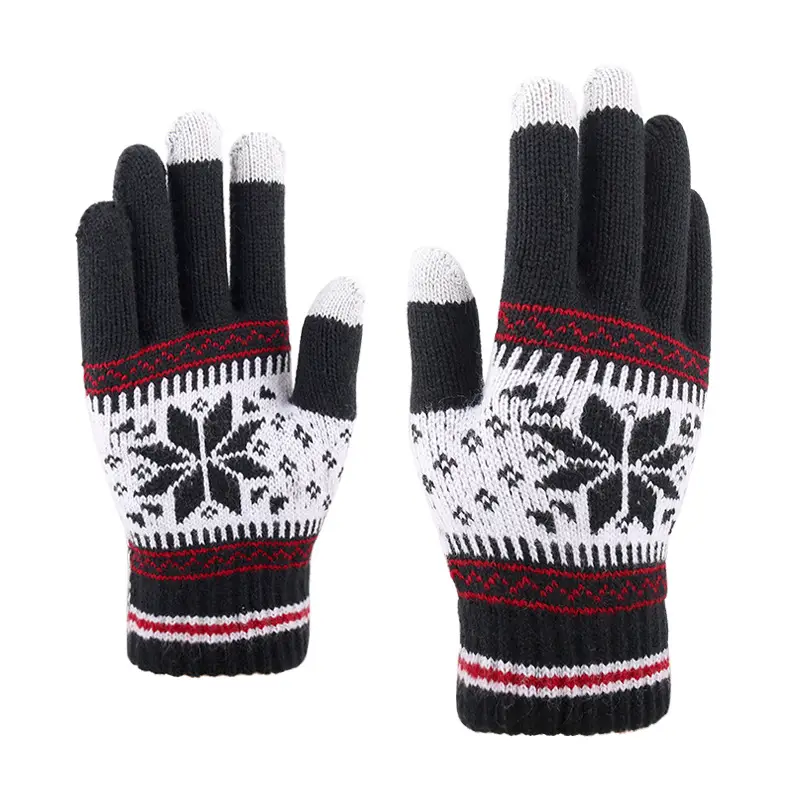 New Knitted Wool Snowflake Gloves for Men Women Winter Warm - Image 25