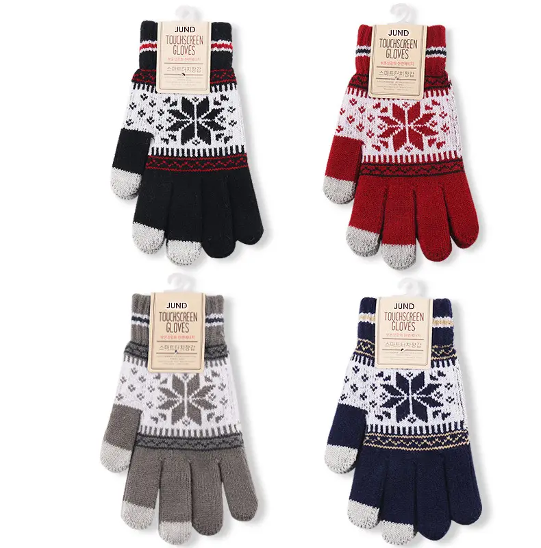 New Knitted Wool Snowflake Gloves for Men Women Winter Warm — feature 8