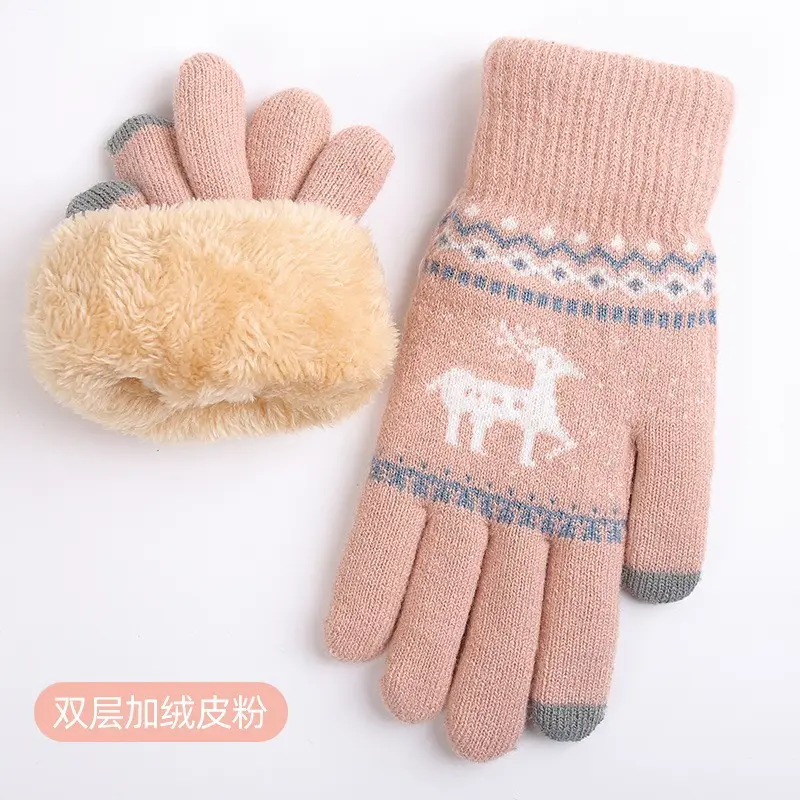 New Knitted Wool Snowflake Gloves for Men Women Winter Warm - Image 10