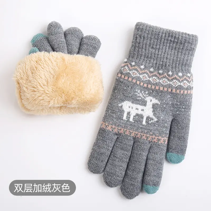 New Knitted Wool Snowflake Gloves for Men Women Winter Warm - Image 12
