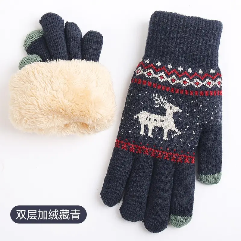 New Knitted Wool Snowflake Gloves for Men Women Winter Warm - Image 13