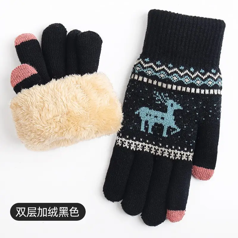 New Knitted Wool Snowflake Gloves for Men Women Winter Warm - Image 14