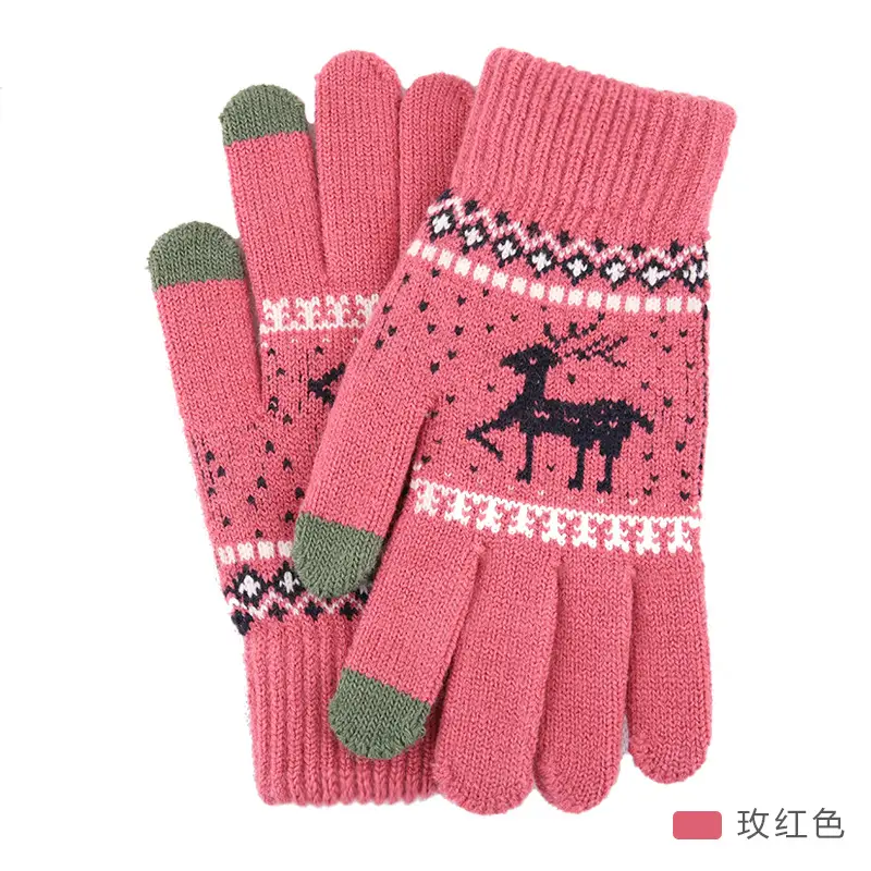 New Knitted Wool Snowflake Gloves for Men Women Winter Warm - Image 15