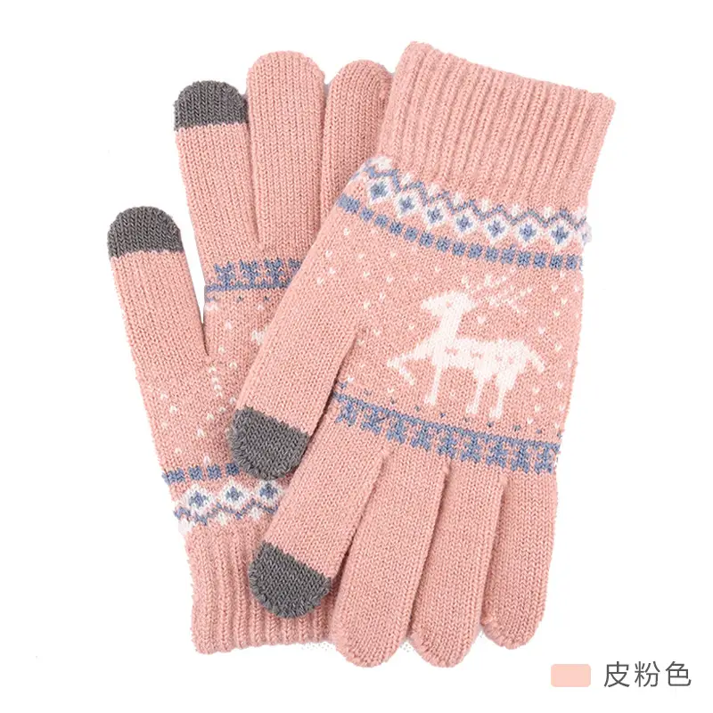 New Knitted Wool Snowflake Gloves for Men Women Winter Warm - Image 16