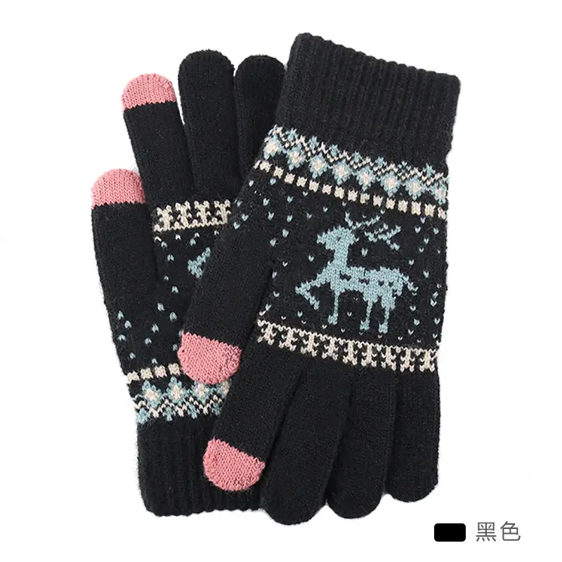 New Knitted Wool Snowflake Gloves for Men Women Winter Warm - Image 18