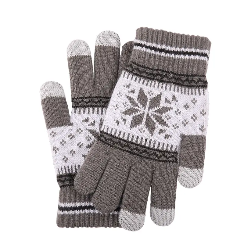New Knitted Wool Snowflake Gloves for Men Women Winter Warm - Image 3