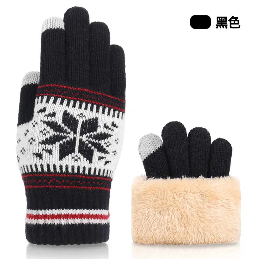New Knitted Wool Snowflake Gloves for Men Women Winter Warm - Image 6