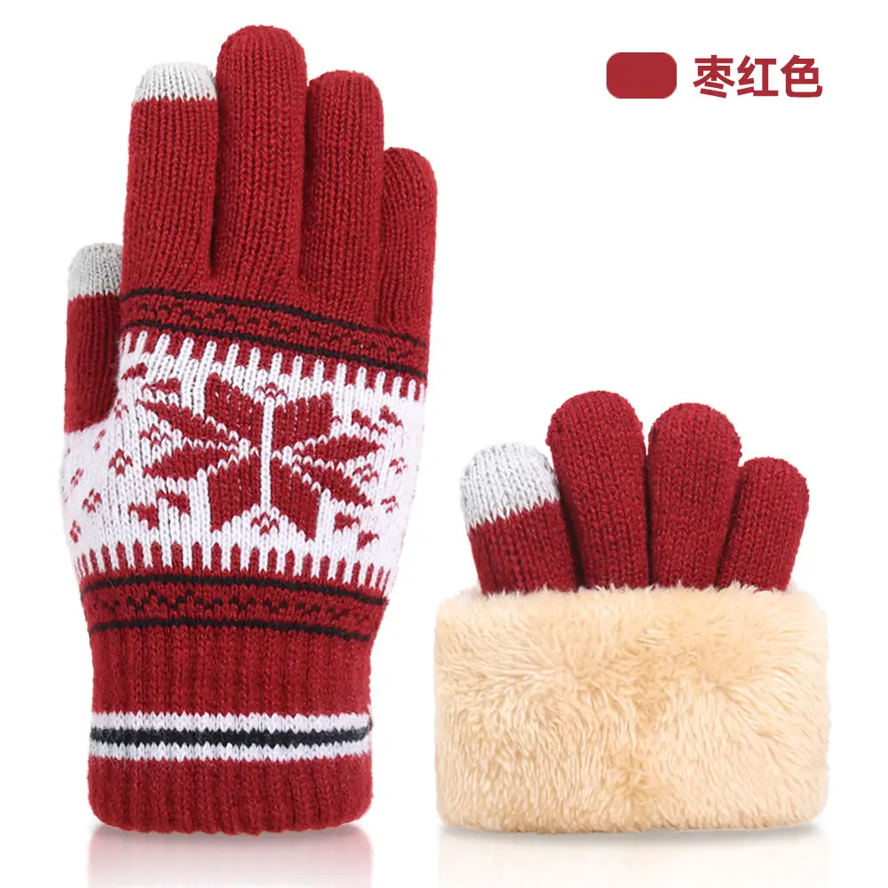 New Knitted Wool Snowflake Gloves for Men Women Winter Warm - Image 8