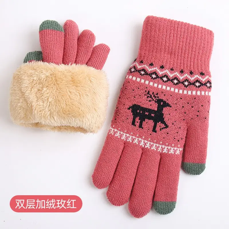 New Knitted Wool Snowflake Gloves for Men Women Winter Warm - Image 9