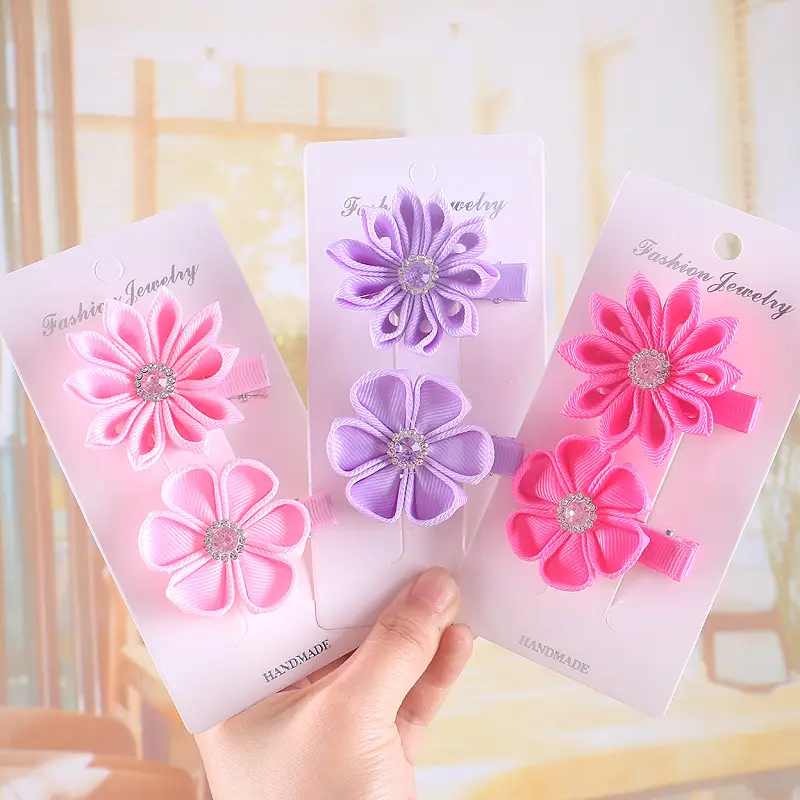 Pink Flower Hair Clip for Girls Chinese Style