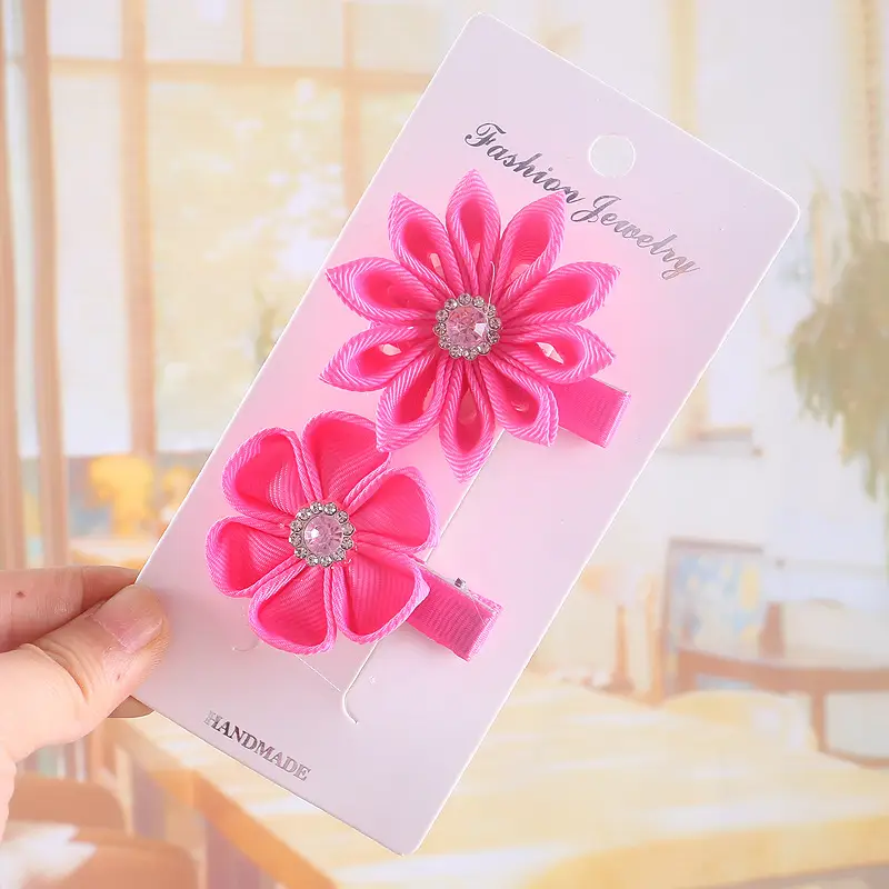 Pink Flower Hair Clip for Girls Chinese Style