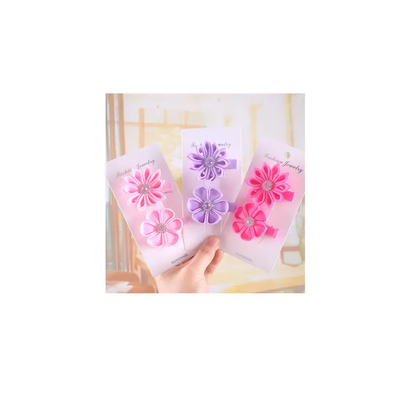 Pink Flower Hair Clip for Girls Chinese Style