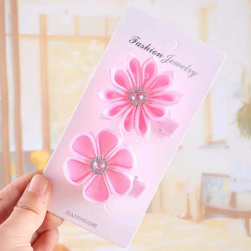 Pink Flower Hair Clip for Girls Chinese Style