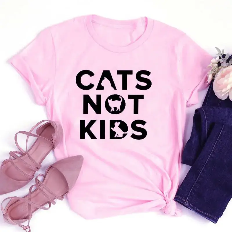 Cats Not Kids Grey T-Shirt for Men Women Europe US