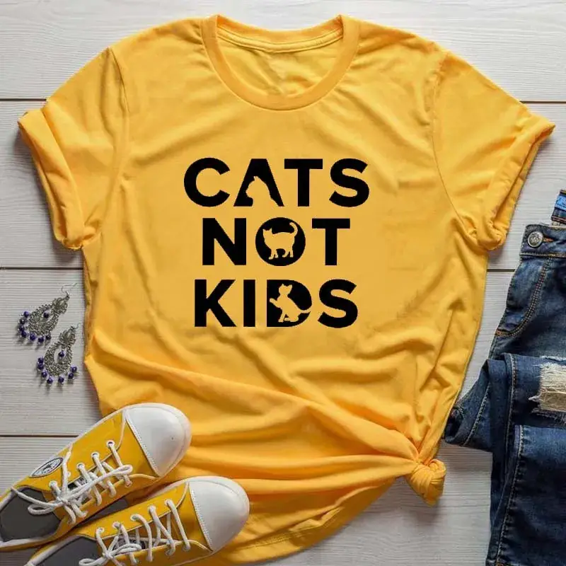 Cats Not Kids Grey T-Shirt for Men Women Europe US