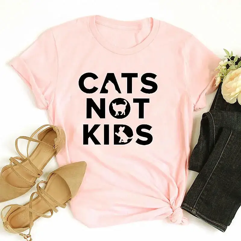 Cats Not Kids Grey T-Shirt for Men Women Europe US