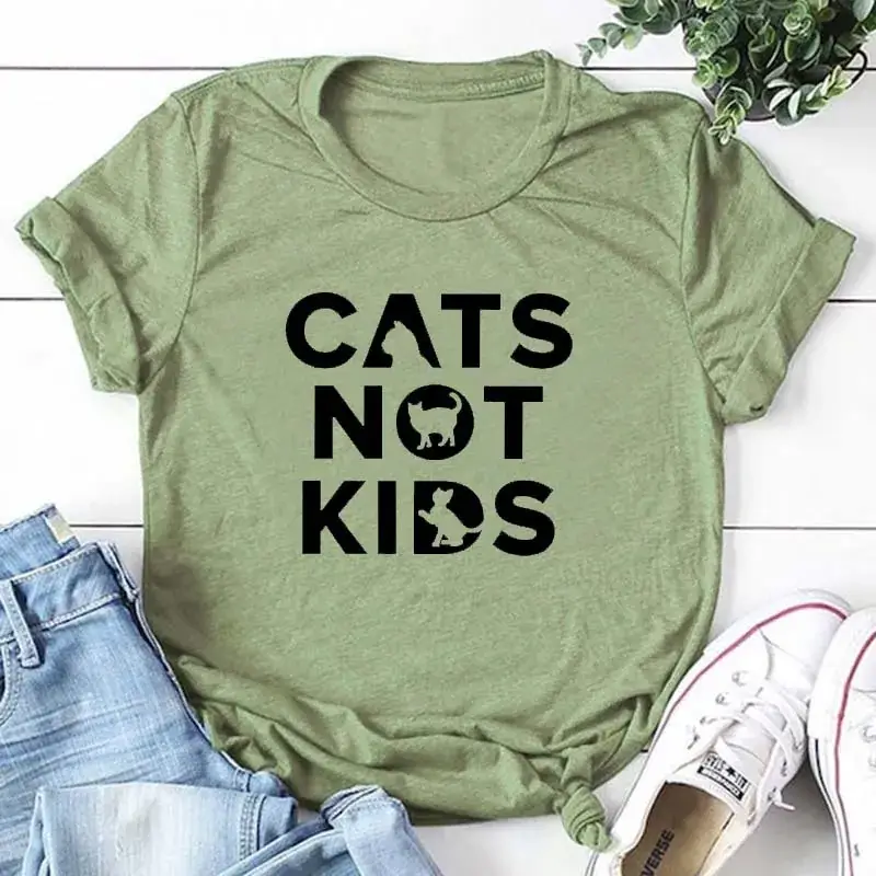 Cats Not Kids Grey T-Shirt for Men Women Europe US