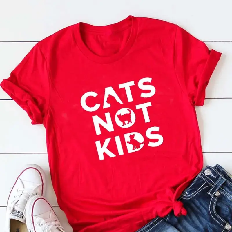 Cats Not Kids Grey T-Shirt for Men Women Europe US