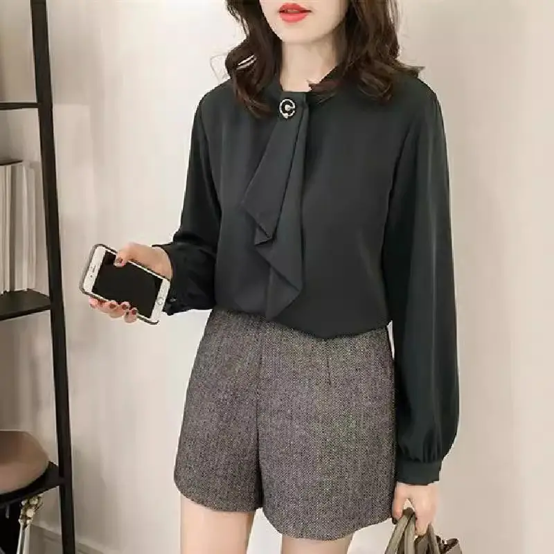 2024 Women's Long Sleeve Chiffon Shirt with Lining & Watch - Image 7